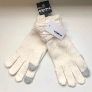 New Sonoma Gloves Women’s Ivory Textured Cuff Winter Knit Gloves Outdoor Casual